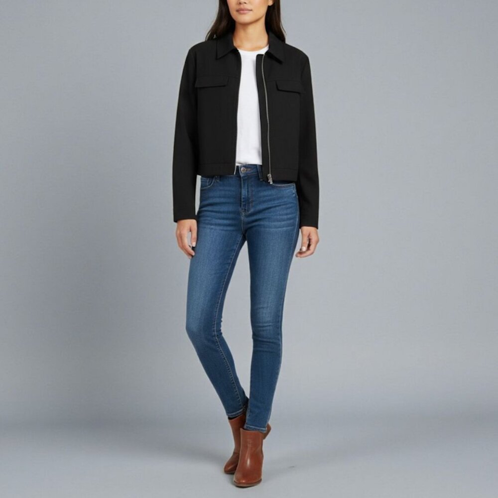 A New Day Cropped Full-Zip Lightweight Utility Jacket / Shacket